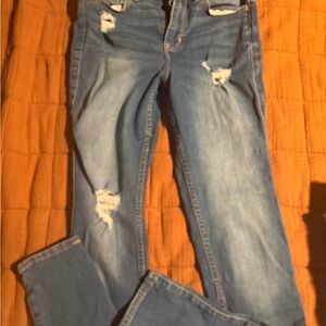 Hollister Light Blue Distressed Straight Leg Jeans